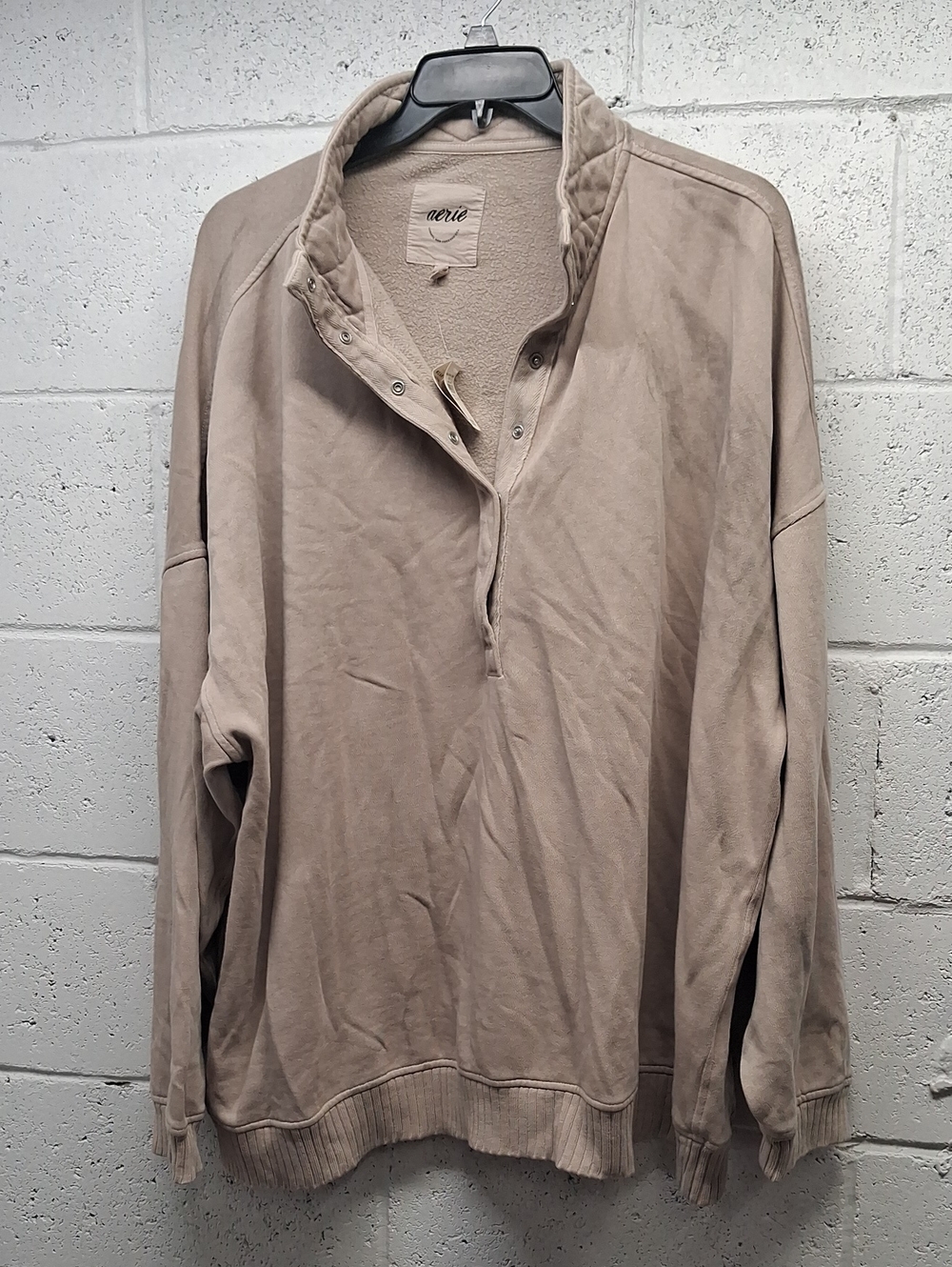 NWT aerie Men’s Tan Zip-Neck Sweater